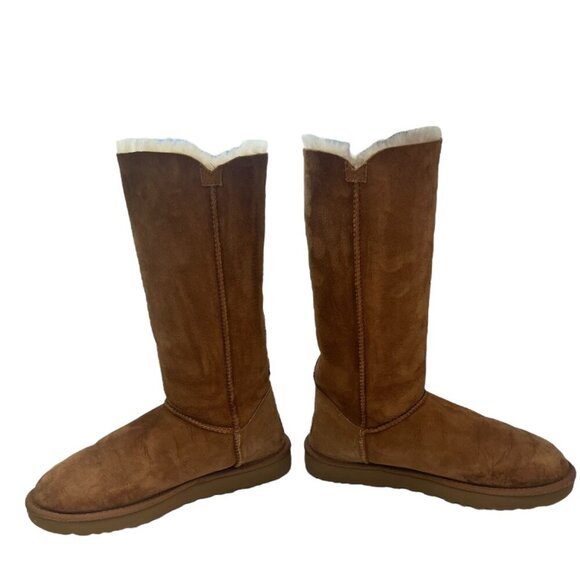 UGG BAILEY 3 Button Boots Women's 10 CHESTNUT Suede Sheepskin Triplet II - Picture 8 of 9